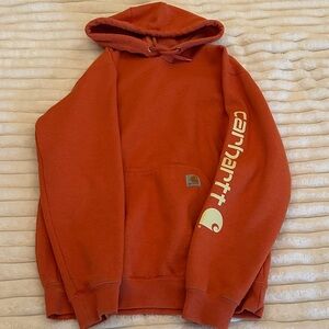 Carhartt Men’s Crewneck Sweatshirt in Burnt Orange with Sleeve Logo